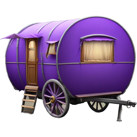 Realistic purple vintage round gypsy caravan wagon camper emoji