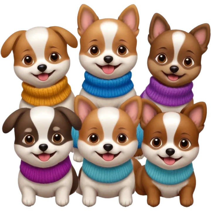 Cagnolini piccoli con vestiti di maglia emoji