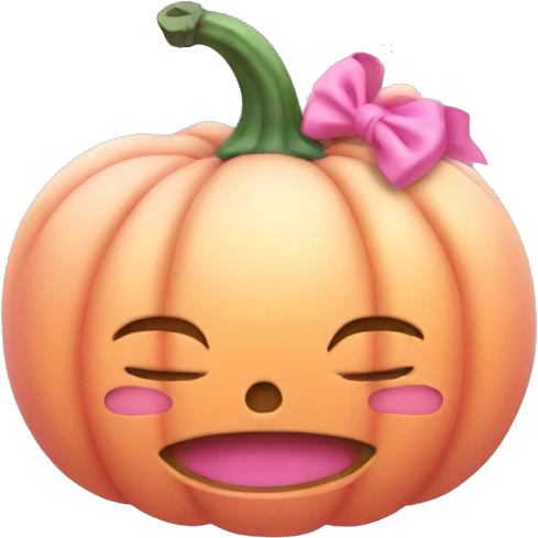 Light pink soft  Pumpkin with a pink bow emoji