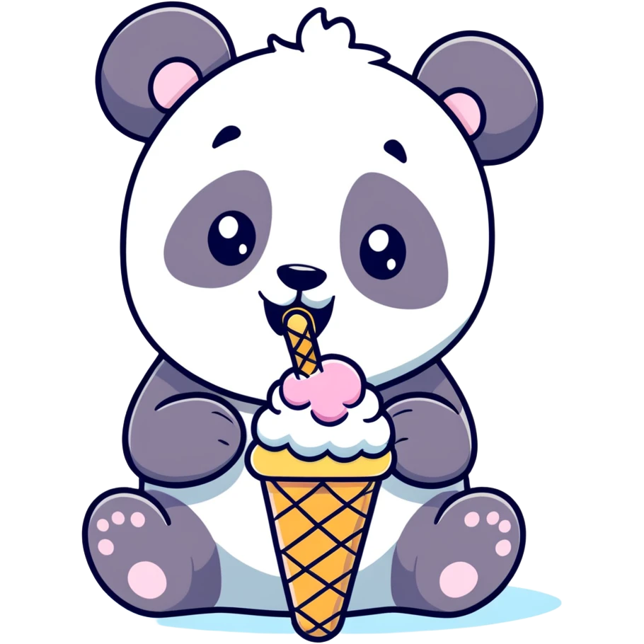 Panda eating ice cream emoji