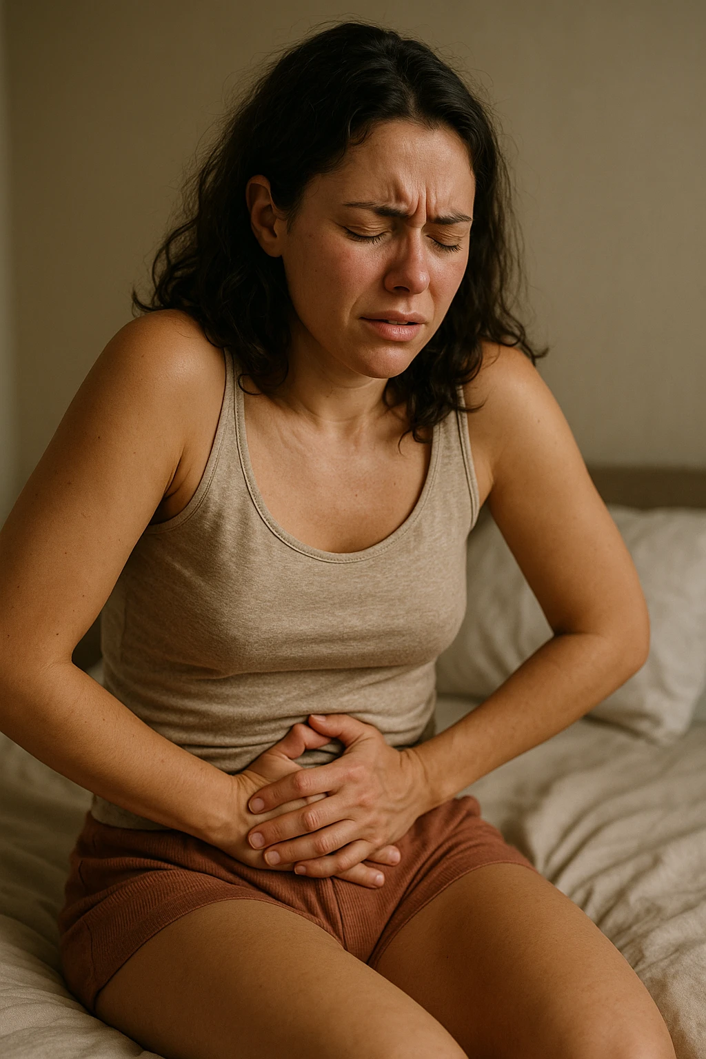 donna con ciclo doloroso e abbondante. immagine 4k emoji