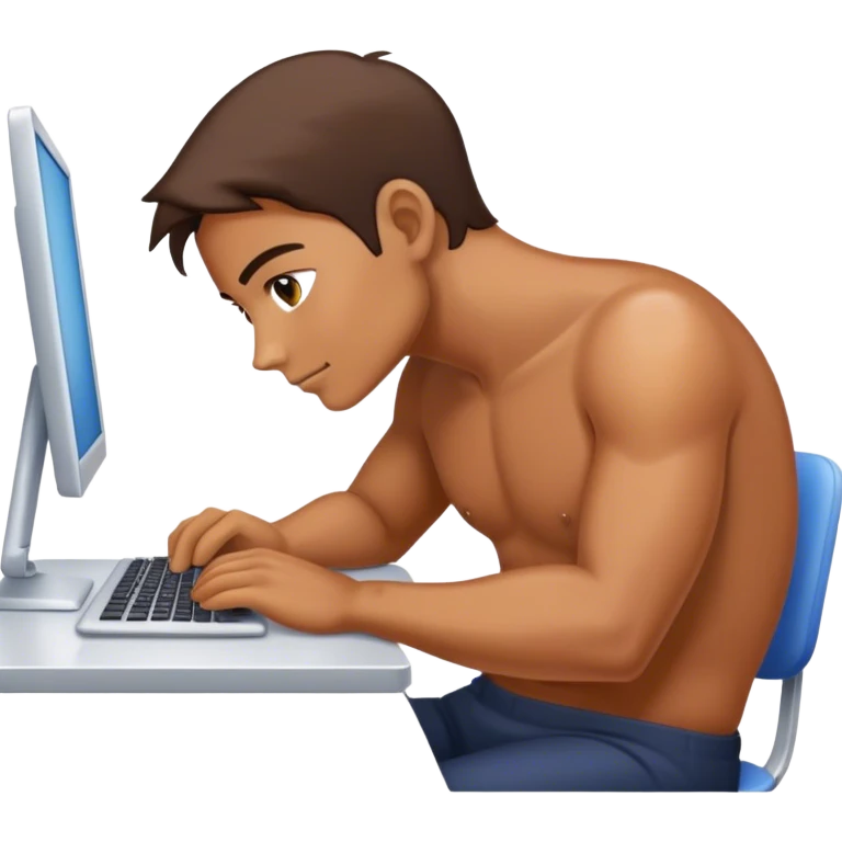 A professional working hard in front of a computer. emoji