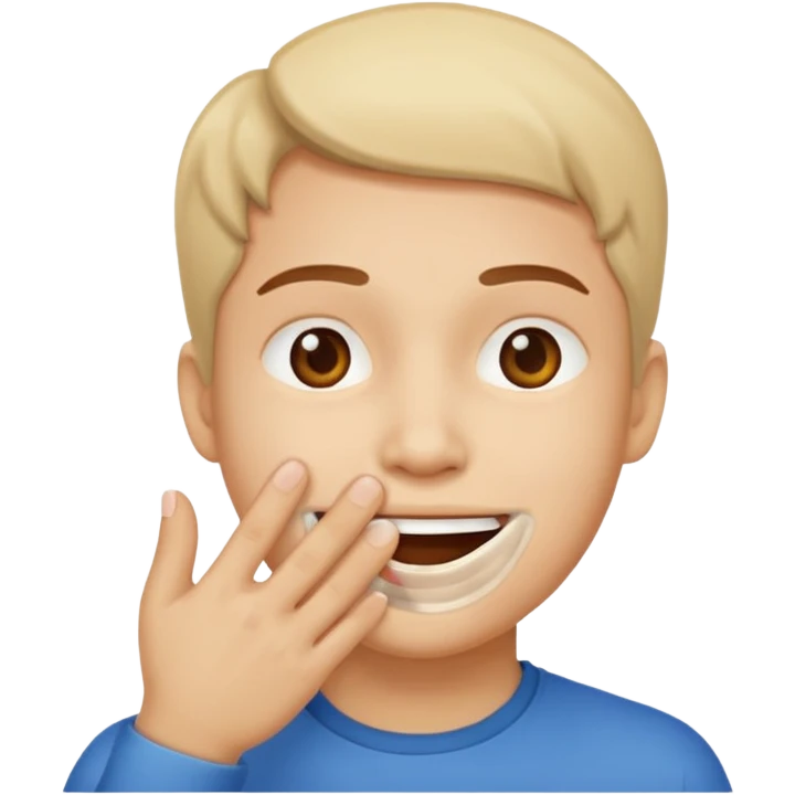 face covering its mouth with one hand and smiling emoji