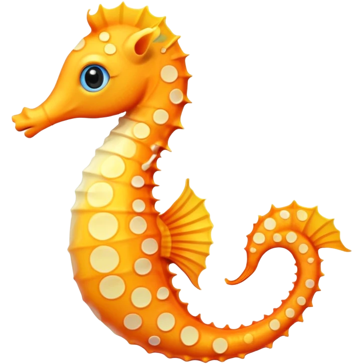 olorful cartoon-style seahorse. 🪸

It’s primarily orange with yellow and white spots along its body. The seahorse has a large blue eye, a curled tail, and a pinkish fin on its back. Its design is cute and stylized—similar to what you’d find in children’s illustrations, stickers, or emoji-like art emoji