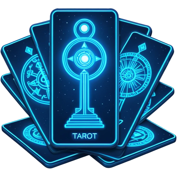 blue neon 3 tarot cards emoji