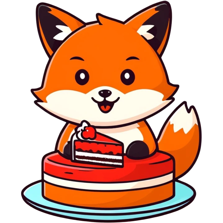 Red fox eating cake slice emoji