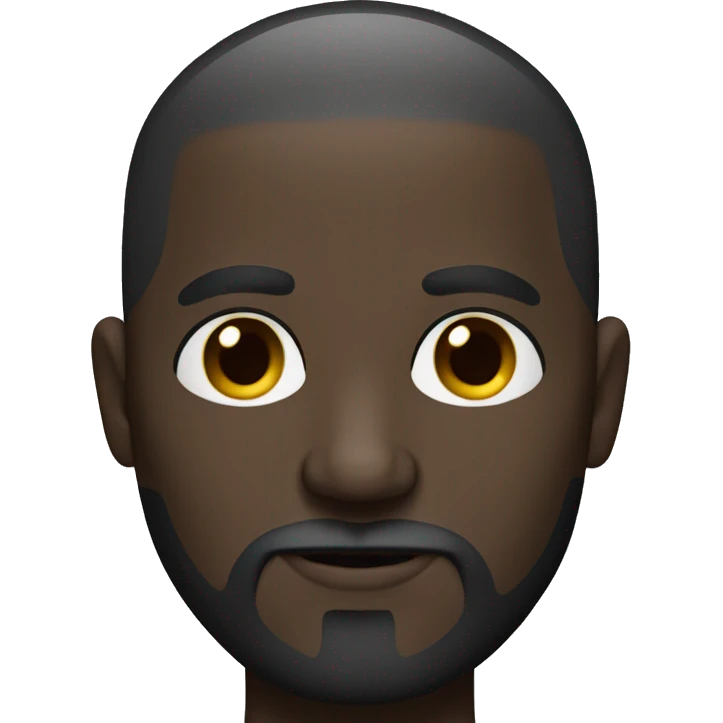 Dark skin bald man with long black beard and dark brown eyes emoji