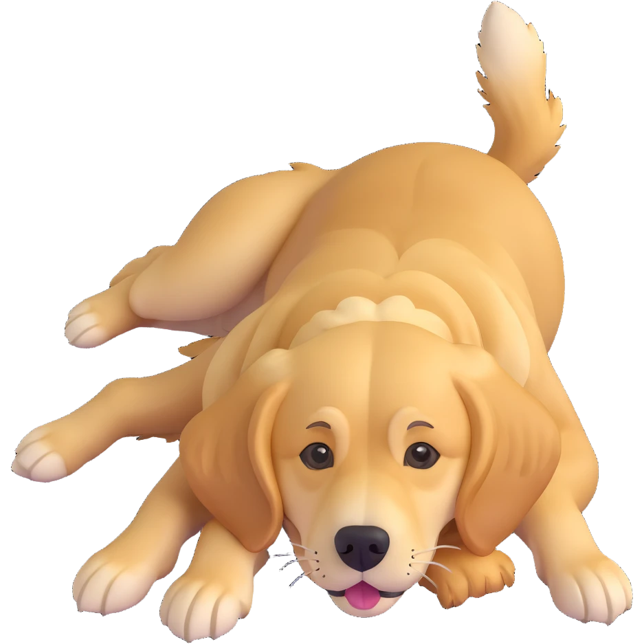 realistic golden retriever lying on its back, face up emoji