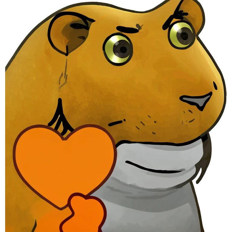A lion but with orange hearts for eyes emoji
