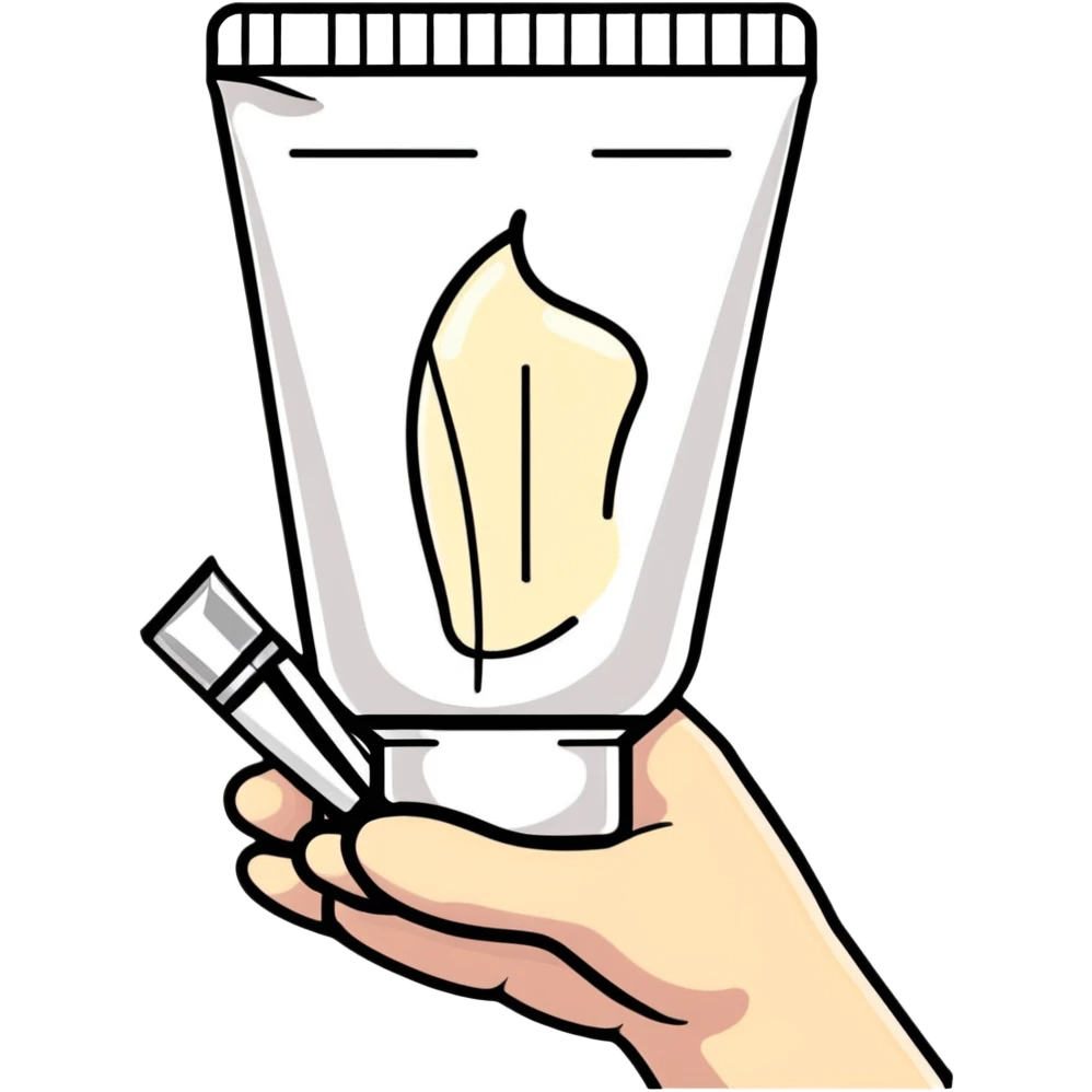 hand holding a beauty cream tube with a measurement mark emoji