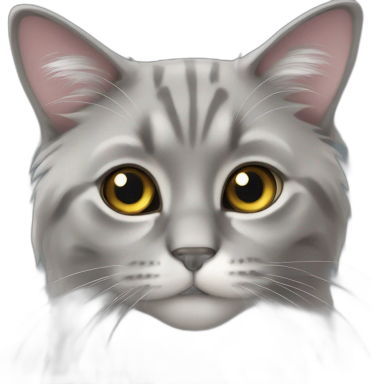 grey long hair cat huge eyes emoji
