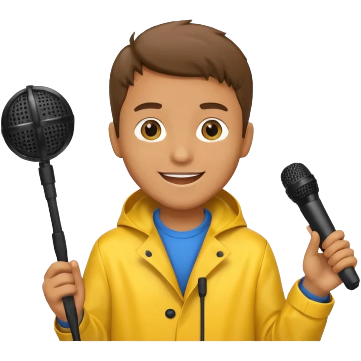 man with rain coat and boom microphone emoji