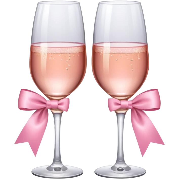 Dos Champagne rosa cruzadas de la parte donde se sostiene con la mano, formando una x, con un listón de moño color rosa claro  emoji