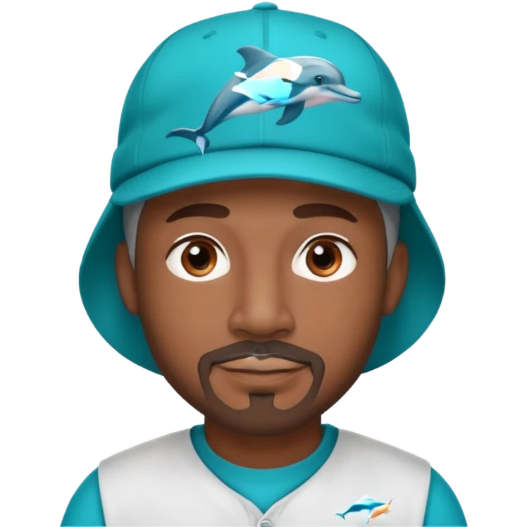 Black man with gray goatee wearing a Dolphins cap emoji