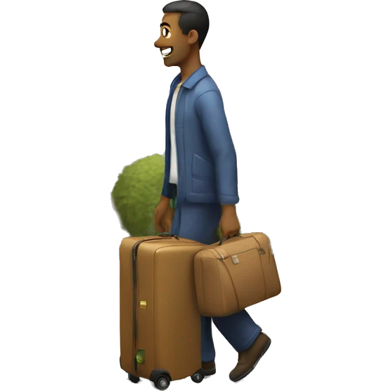 a man visit the house to pick up the luggages emoji
