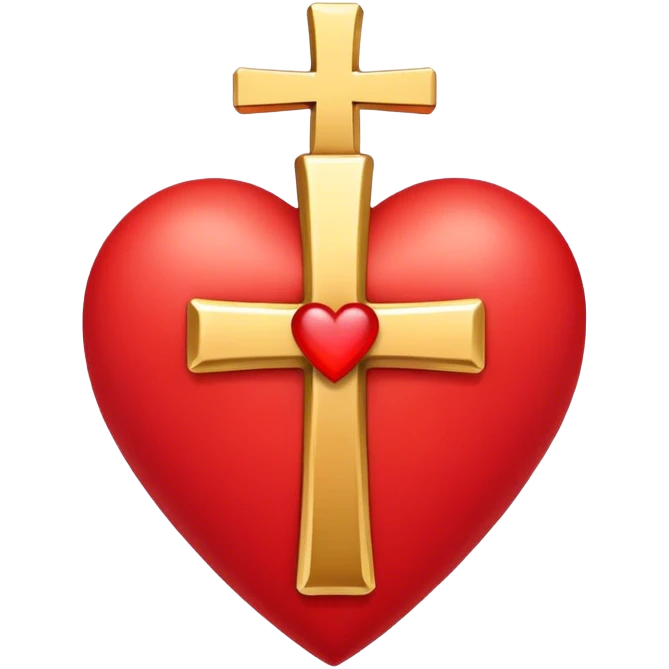 A gold cross on a heart  emoji