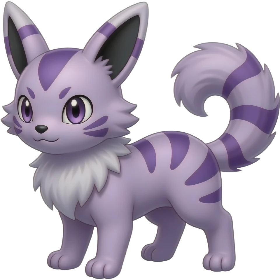 Realistic shiny Wisteria-colored Demonic Furret-Umbreon-Noibat-Litten-Zorua-Pokémon-Fakémon-hybrid emoji