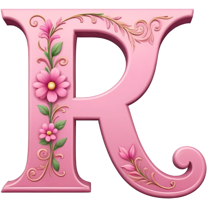 Pink, romantic, refined, fancy, letter “F” of the alphabet emoji