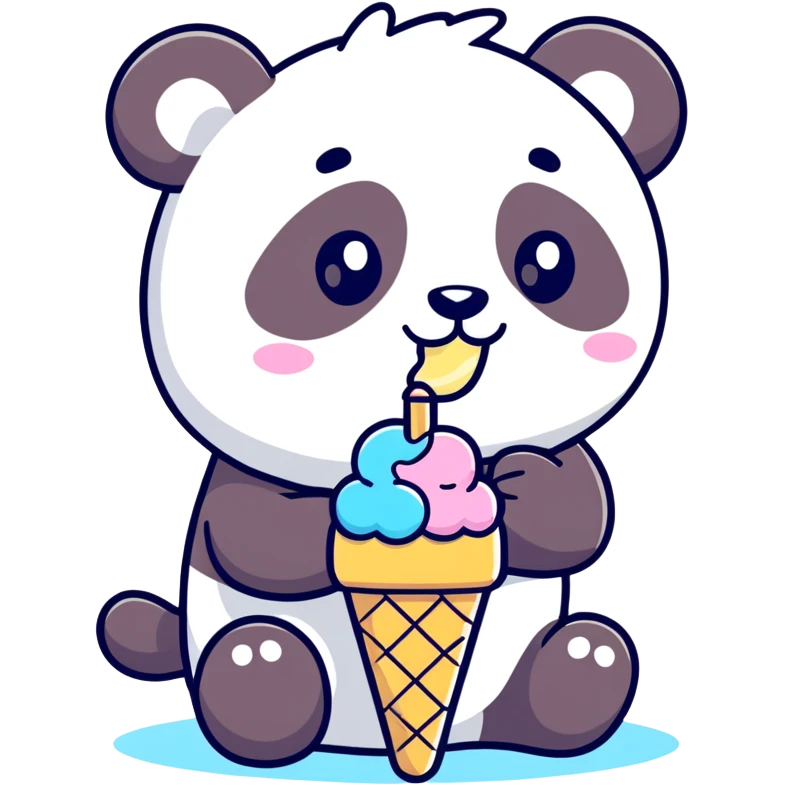 Panda eating ice cream emoji
