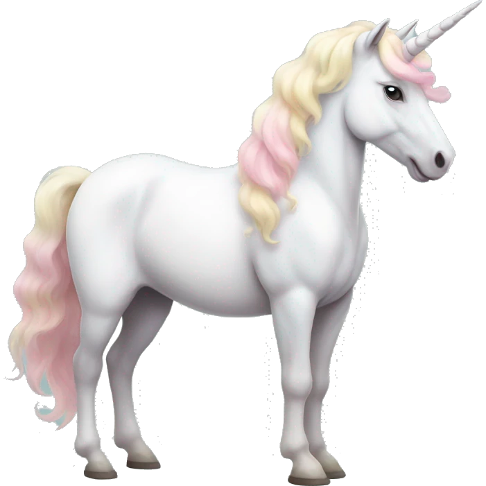 Fullbody White unicorn with pastel color mane  emoji
