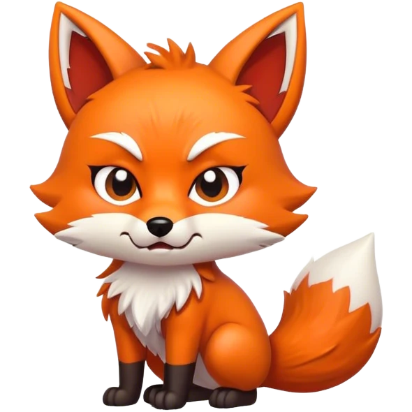 Angry fox in chibi style emoji