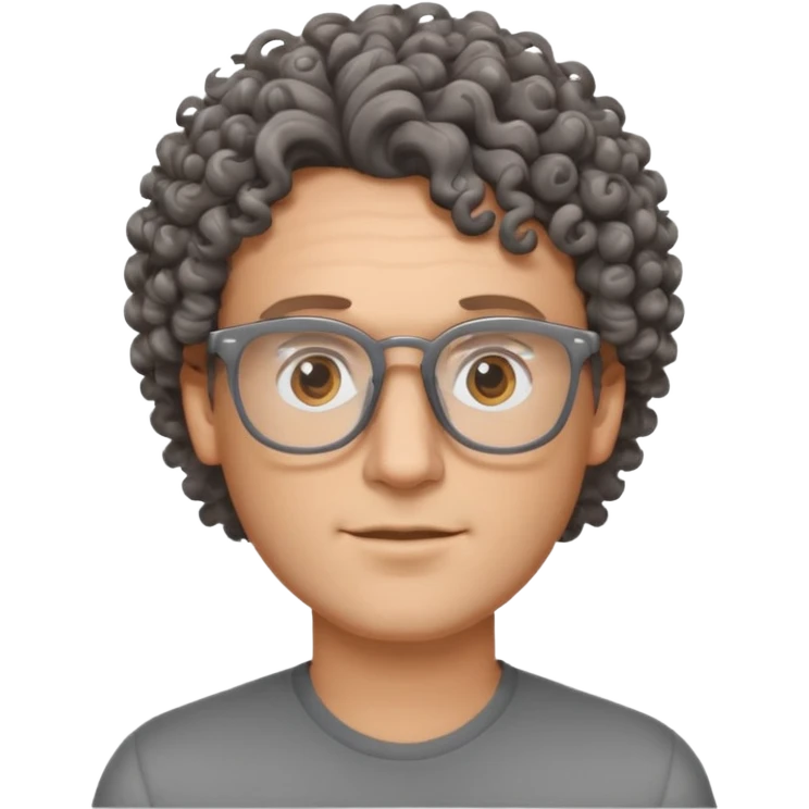 homme blanc avec cheveux brun frisés et lunettes grise emoji