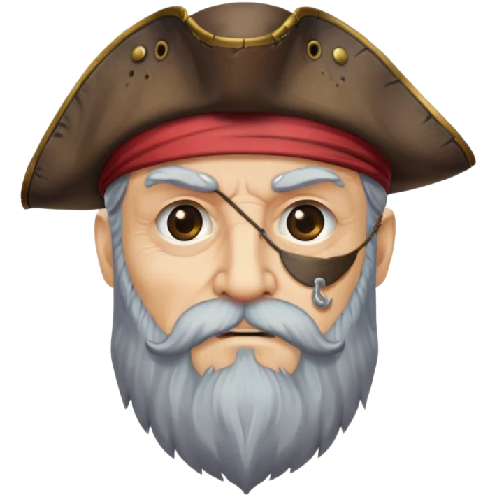 old bearded pirate with eye patch and pirate hat emoji