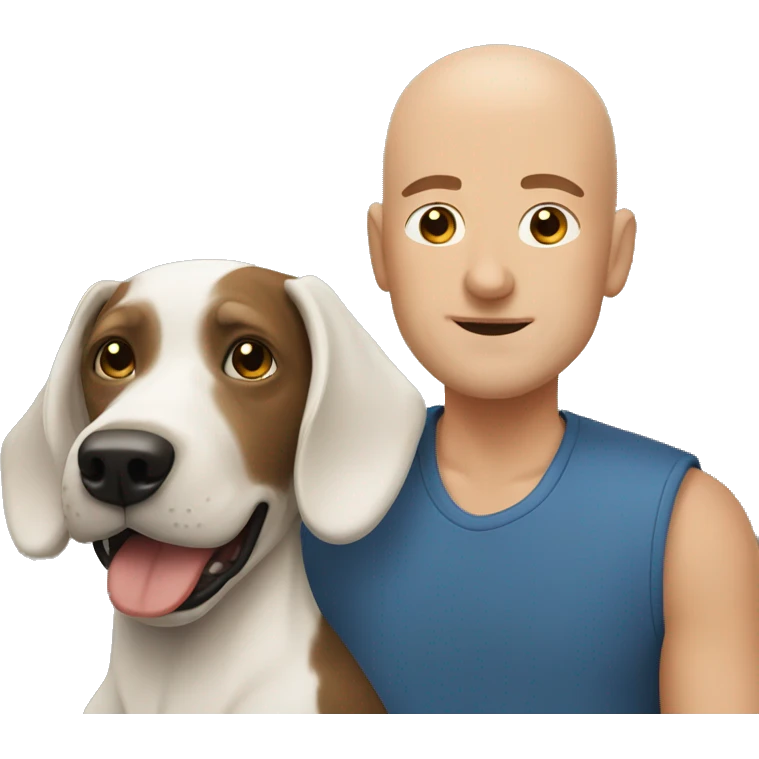 bald man with dog indoors emoji