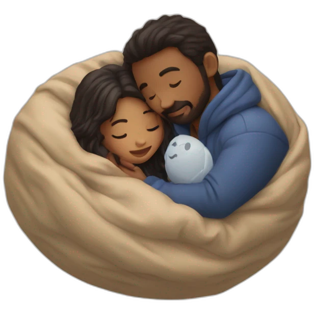 lovers hugging in ball of comforter emoji