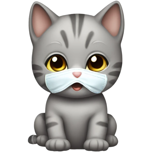 baby cat with covid mask emoji