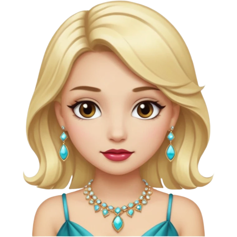 fancy blonde hair girl with makeup and jewellery emoji