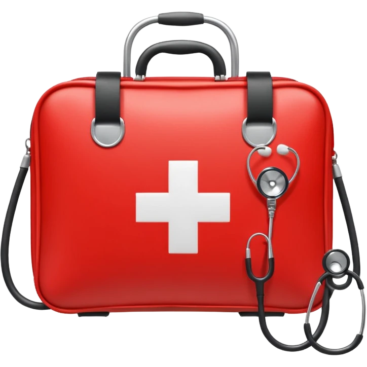 First aid help bag with stethoscope isolated for Emergency Medicine emoji make it to be red emoji