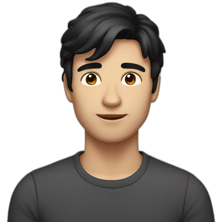 A man with black-hair and a black-cat emoji