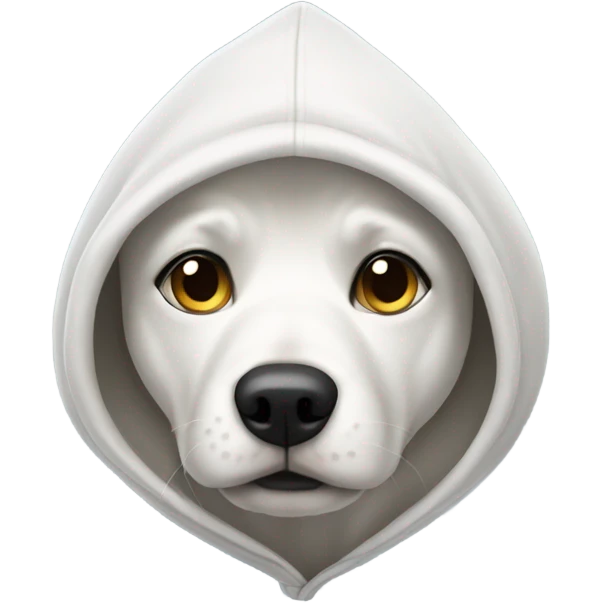 White dog wearing a hoodie emoji