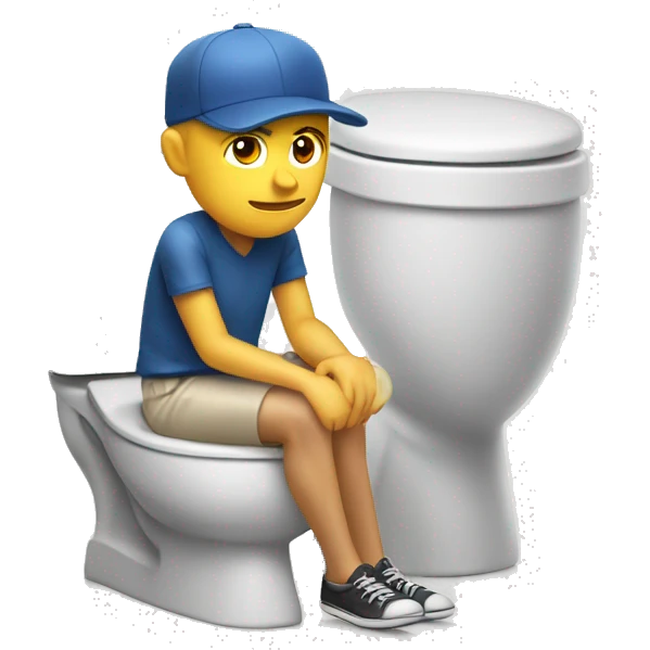 White man sitting in the toilet with a backwards baseball hat on emoji