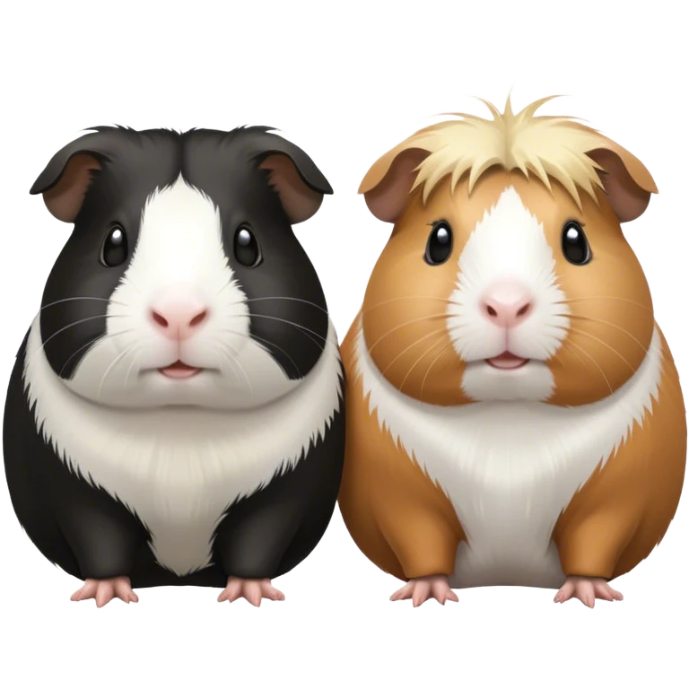 Two guinea pigs. One is black and white. The other is blonde and white. emoji