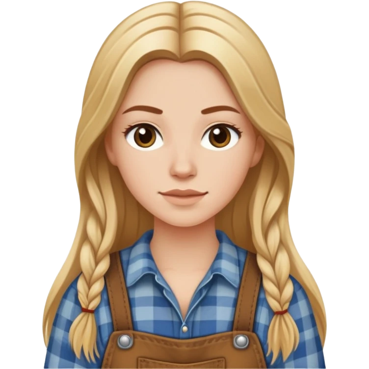 a white girl with long brown ish blonde ish hair wearing farm cloths emoji