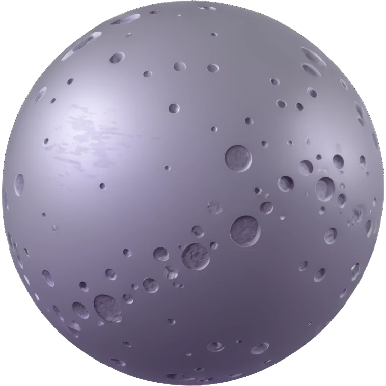 3D emoji style planet Mercury, metallic gray, cratered, floating in space emoji