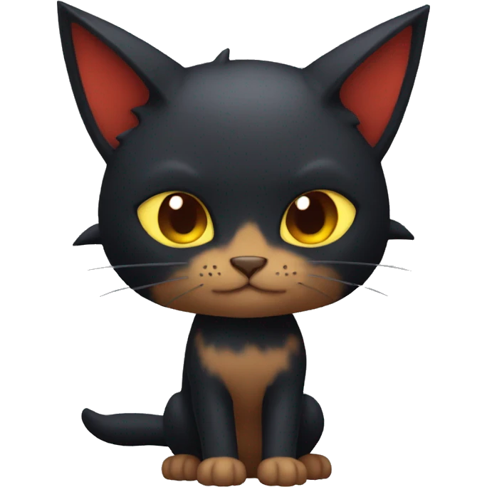 Litten-Cat with black bat-ears full body emoji