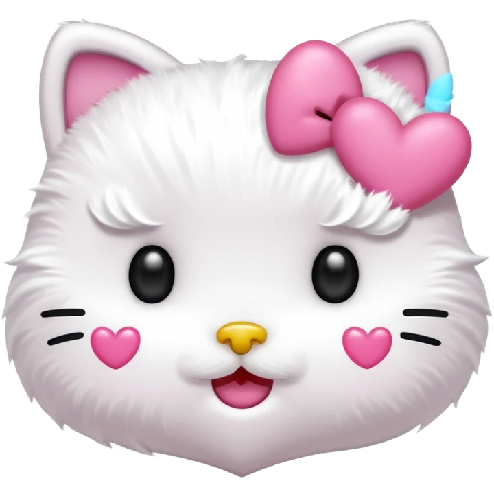 Hello Kitty smiling with pink heart eyes emoji