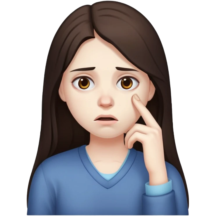 girl with long dark brown hair and pale skin sick hungover nauseous emoji