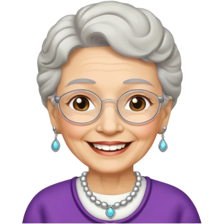 smiling grandma with jewelry accents emoji