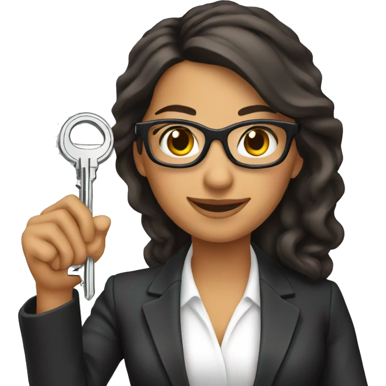 Hispanic realtor woman holding keys emoji