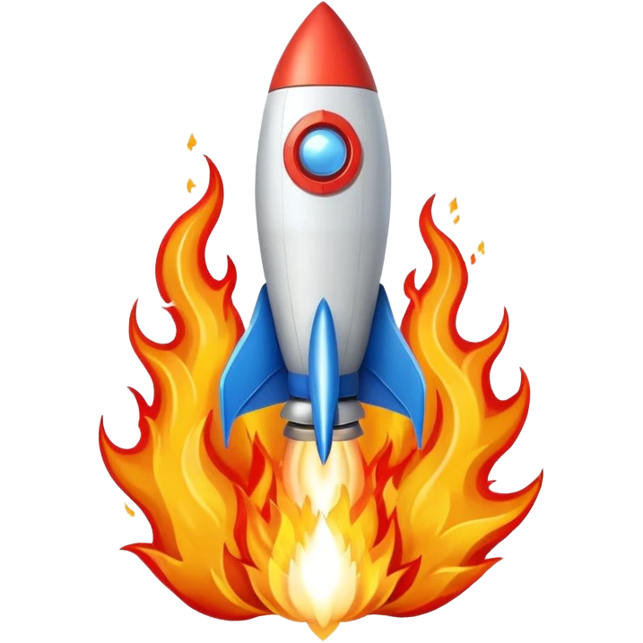 rocket launching with flames emoji