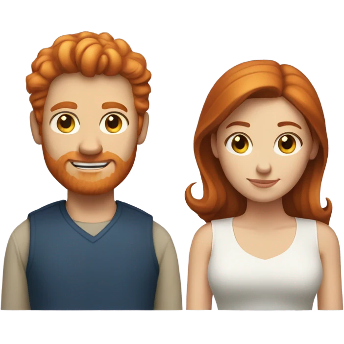 Ginger man and brunette woman emoji