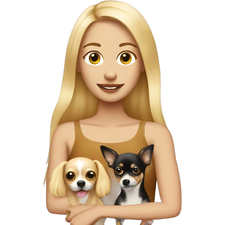 Blonde long haired woman with a chihuahua emoji