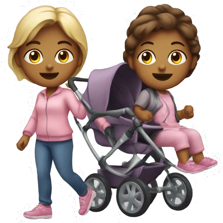 Girl pushing a double stroller emoji