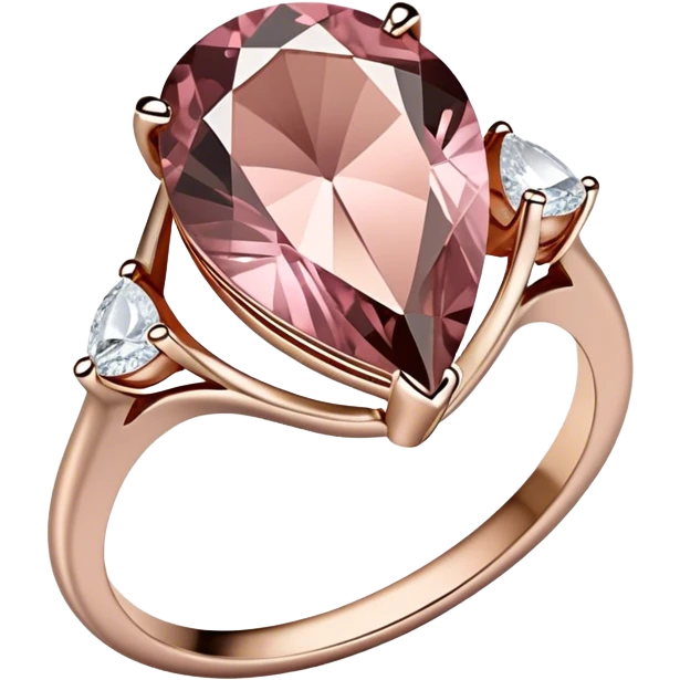 dusty rose coloured, tear shaped diamond on taupe ring emoji