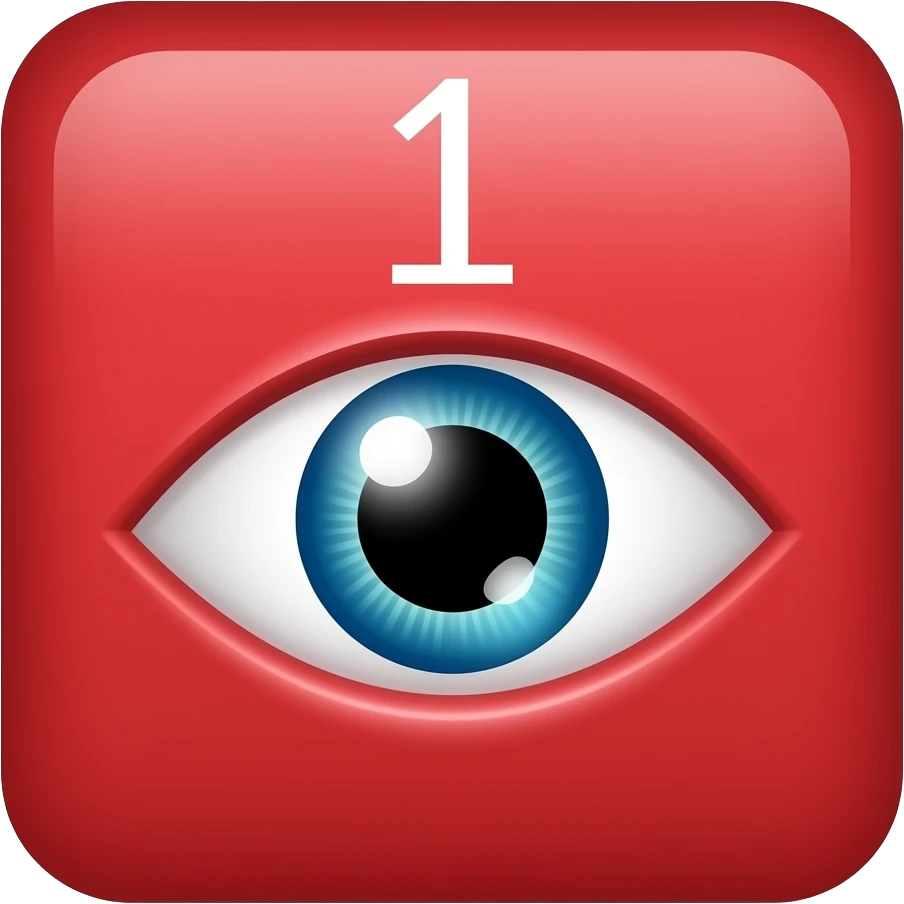 Make a emoji of a red square with a eye and a number 1 on top emoji