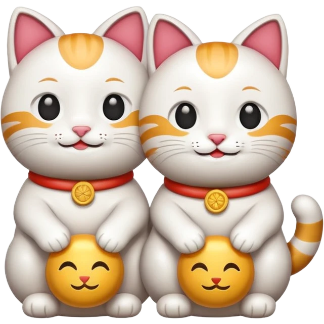 Calm emoji with lucky cats emoji